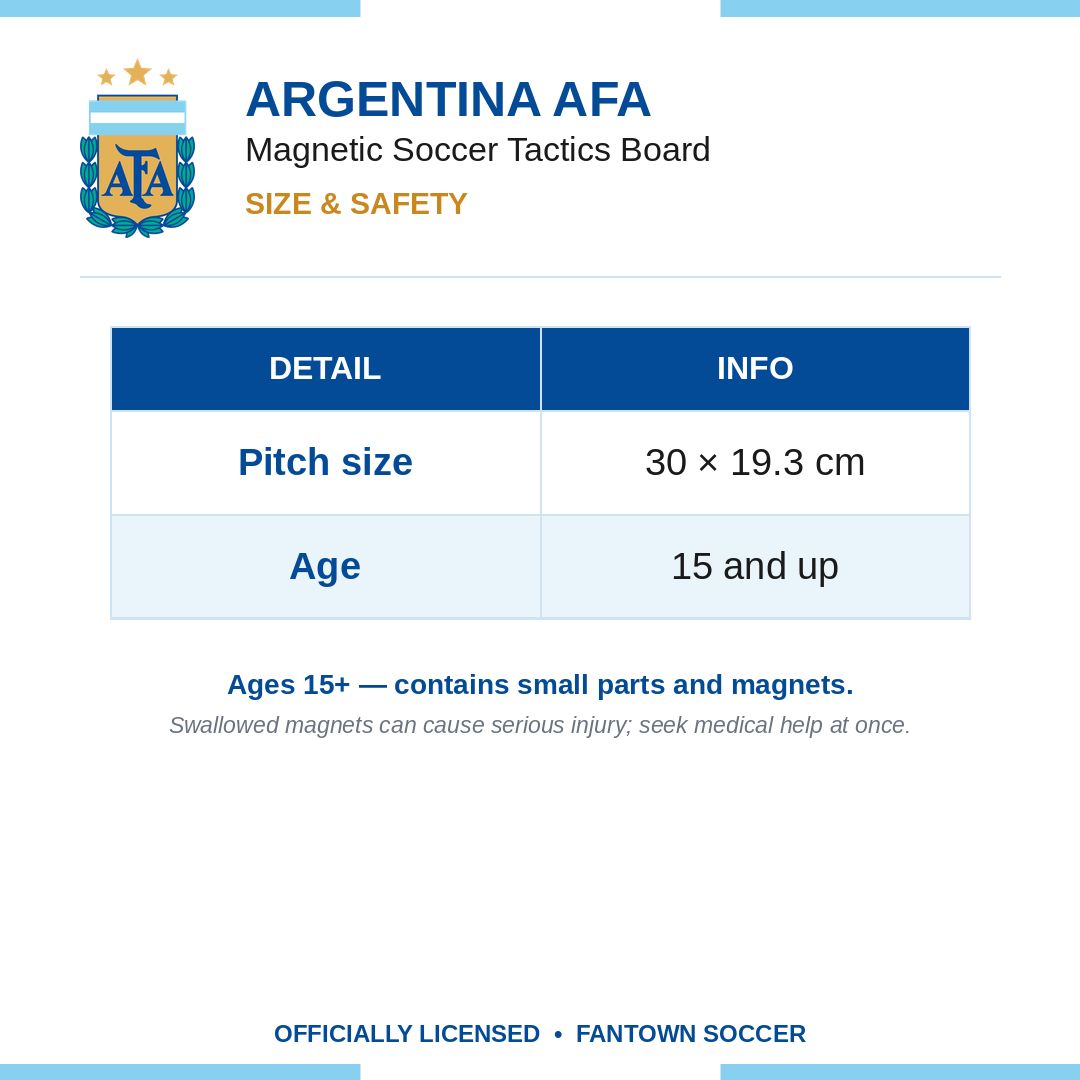 Argentina AFA Magnetic Soccer Tactics Board